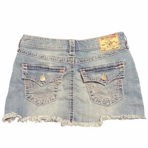 True Religion Light Blue Frayed Mini Skirt